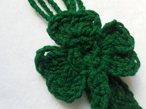 Crochet Flower Headband - Four Leaf Clover Gift - St. Patricks Day Shamrock Hair Tie