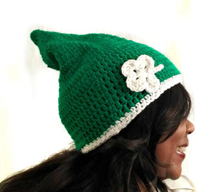 Womens Hat Crochet - Green Pixie Beanie - St. Patricks Day Womens Hat - Fairy Lovers Gift