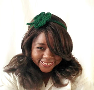 Crochet Flower Headband - Four Leaf Clover Gift - St. Patricks Day Shamrock Hair Tie