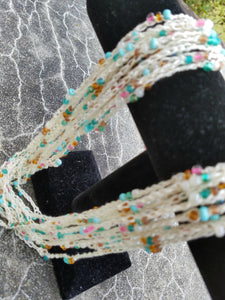 Crochet Layered Chain Necklace - Beaded Crochet Jewelry