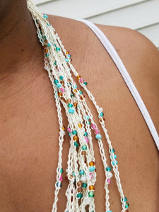 Crochet Layered Chain Necklace - Beaded Crochet Jewelry
