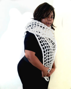 Crochet Triangle Shawl Wrap - Womens Fashion Scarf - Bridal Coverup - Gift for Bridal Party - Ladies Fashion Shawl