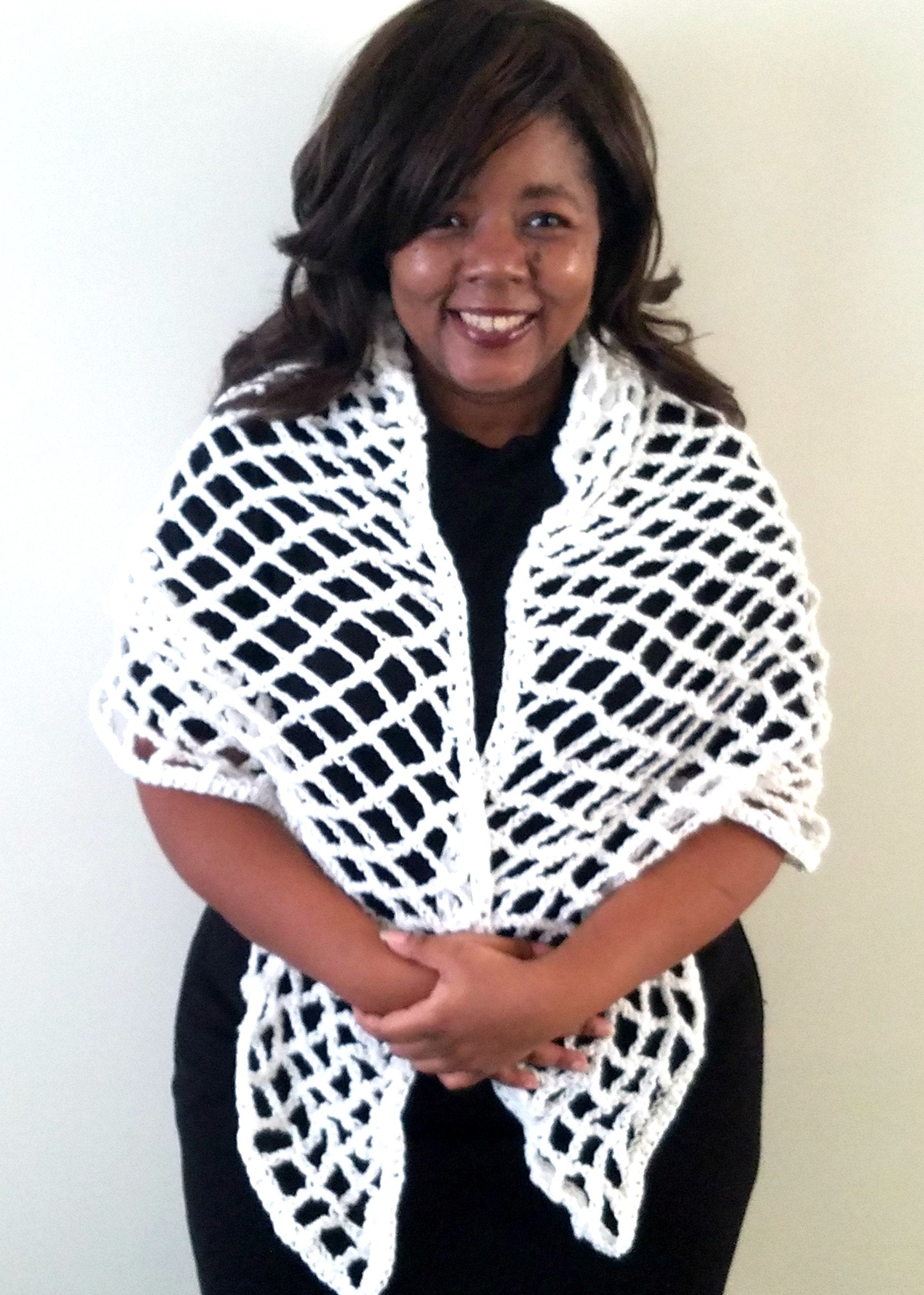 Crochet Triangle Shawl Wrap - Womens Fashion Scarf - Bridal Coverup - Gift for Bridal Party - Ladies Fashion Shawl