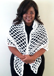 Crochet Triangle Shawl Wrap - Womens Fashion Scarf - Bridal Coverup - Gift for Bridal Party - Ladies Fashion Shawl
