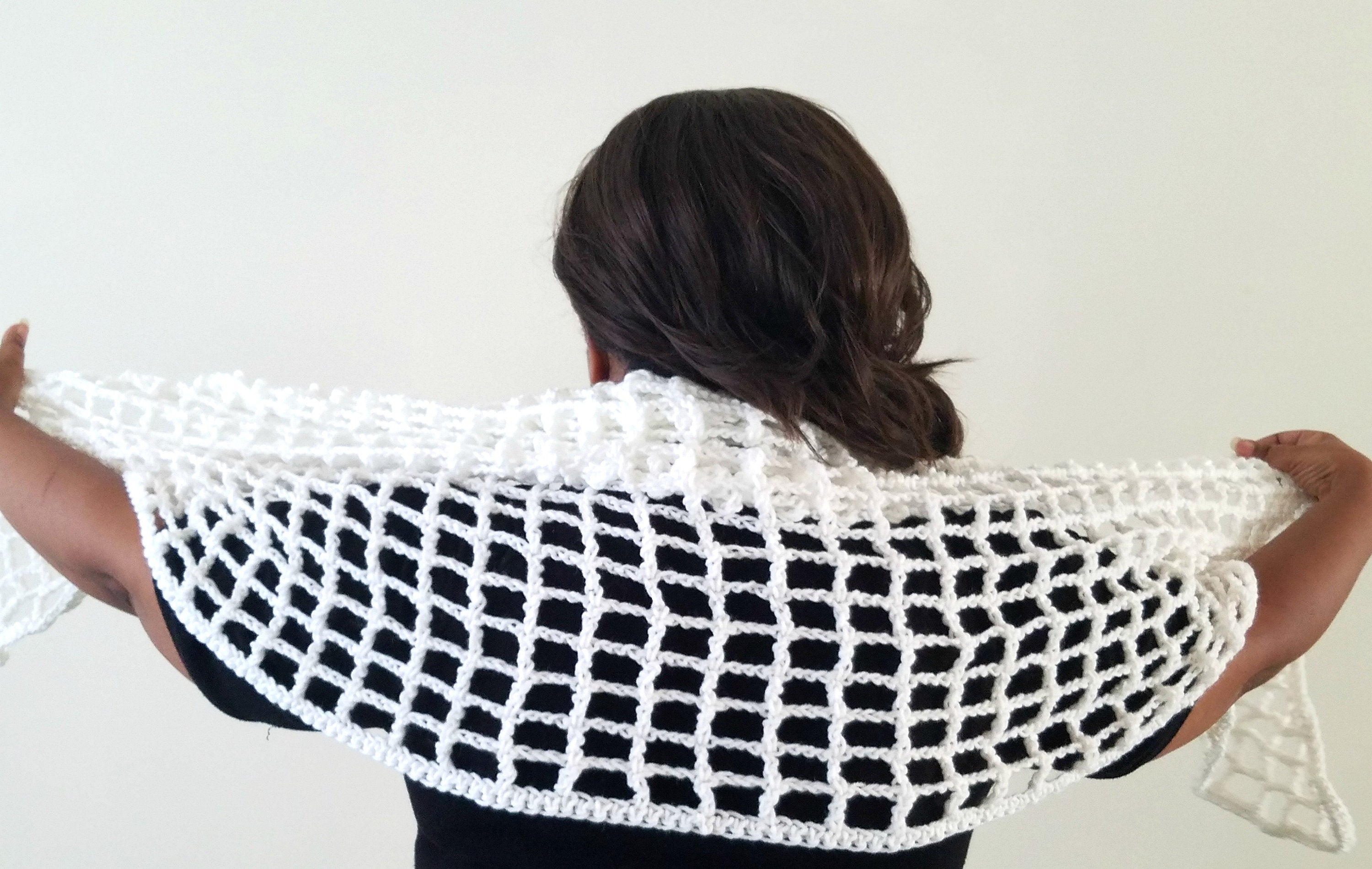 Crochet Triangle Shawl Wrap - Womens Fashion Scarf - Bridal Coverup - Gift for Bridal Party - Ladies Fashion Shawl