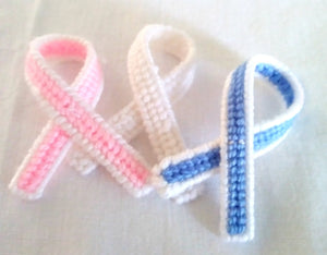 Cancer Awareness Ribbon Pins - Plastic Canvas Ribbons