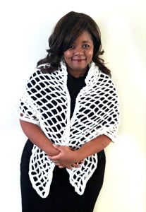 Crochet Triangle Shawl Wrap - Womens Fashion Scarf - Bridal Coverup - Gift for Bridal Party - Ladies Fashion Shawl