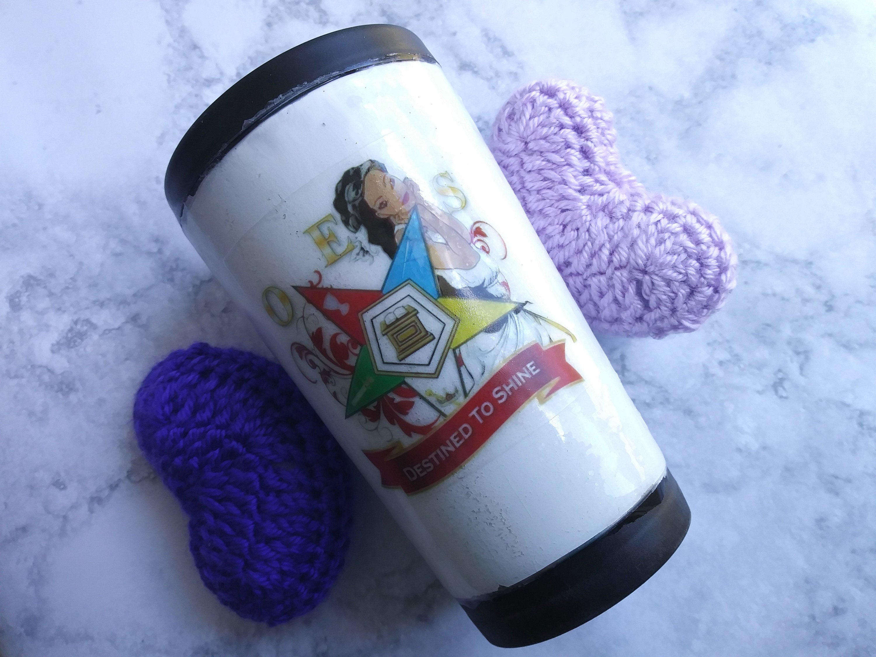 OES Stainless Steel Tumbler - White Glitter Tumbler - Organizational Cup - Order of the Eastern Star Paraphenalia