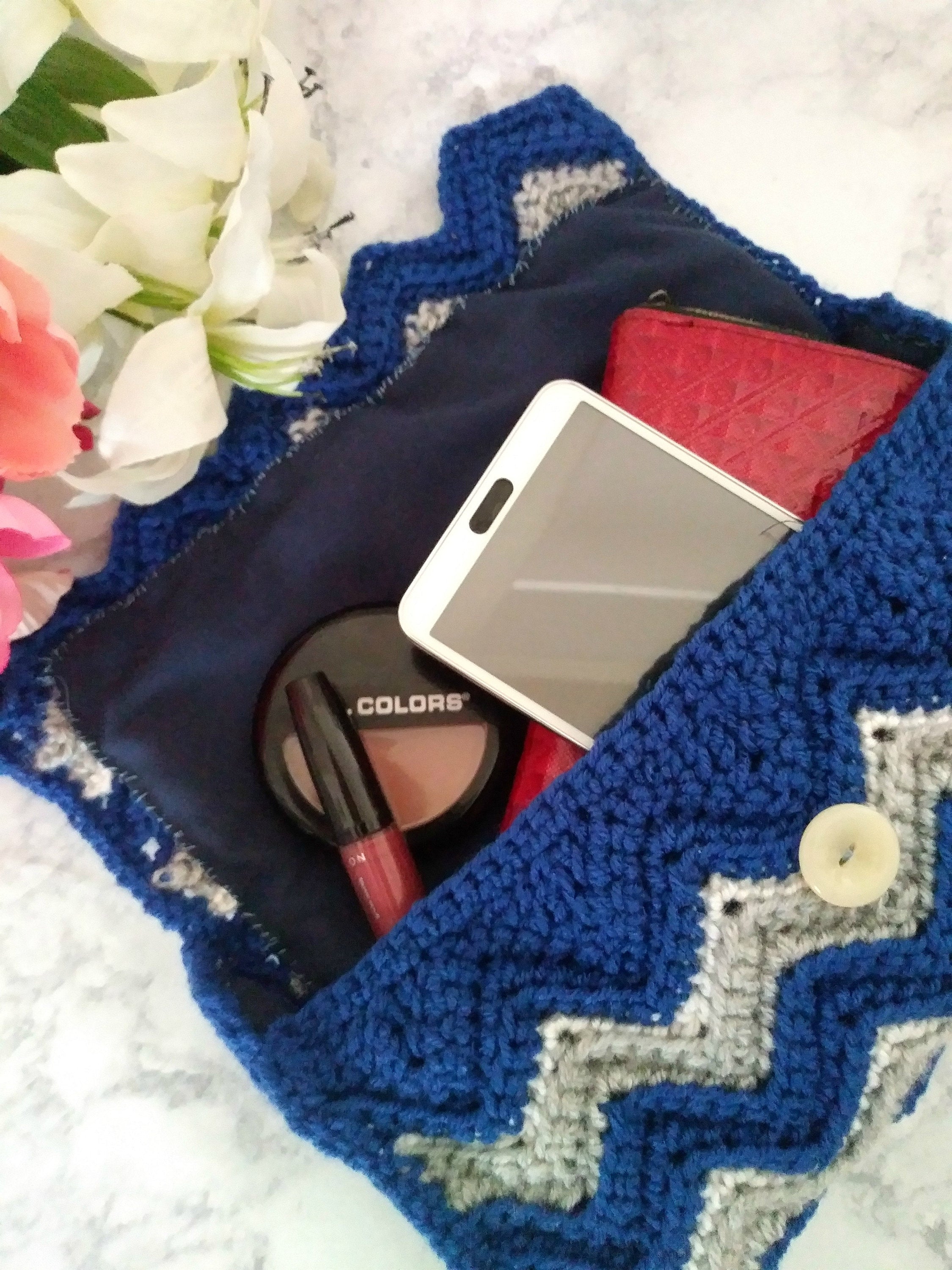 Crochet Bag - Crochet Purse -  Makeup Artist Supply Bag - 50th Birthday Gift for Women - Mothers Day Gifts - Womens Wallet Small